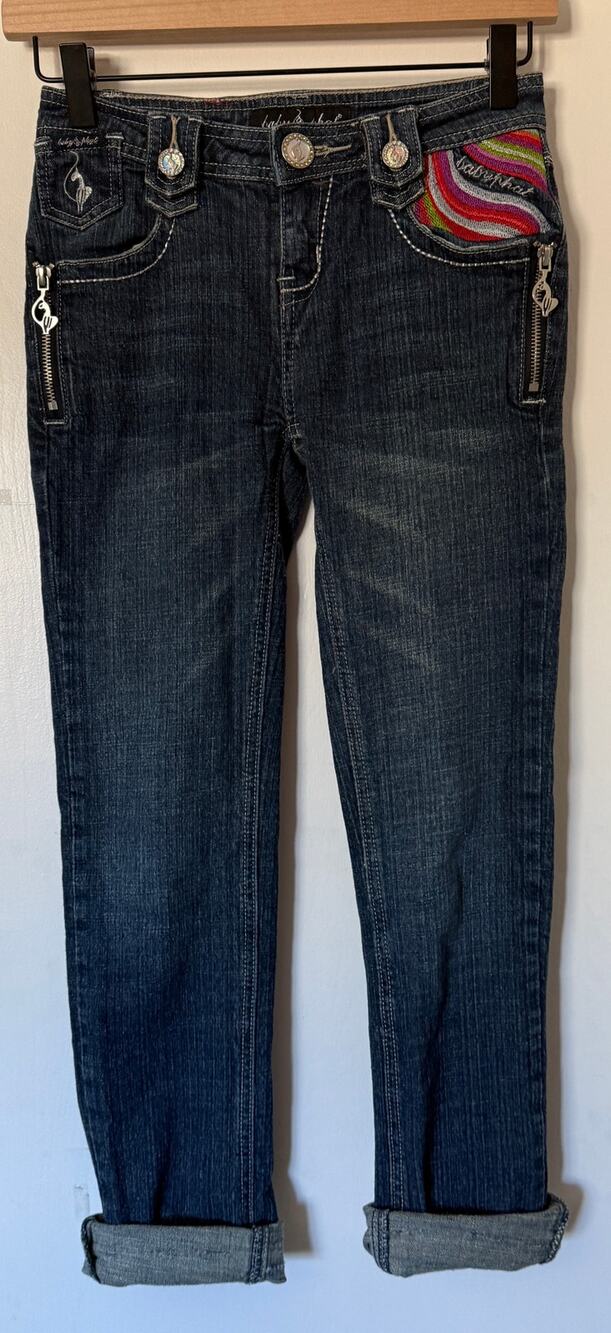 VINTAGE Y2K Baby Phat Rainbow Embroidered Jeans Girls Size 10